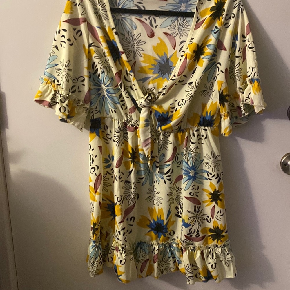 Short Floral dress tie front